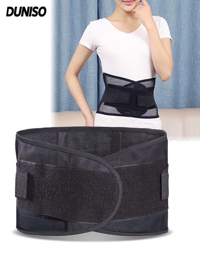 DUNISO Waist Support Belt,Anti-Skid Lumbar Support, Adjustable Back Support Belt,Waist Trimmer Belt,Breathable Mesh Panels,Durable and Sturdy, Comfortable and Breathable,for Lower Back Pain Relief and Muscle And Spinal Support,L - Image 1